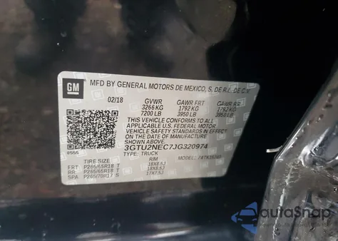 2018 GMC Sierra K1500 Slt from USA, damaged, VIN 3GTU2NEC7JG320974